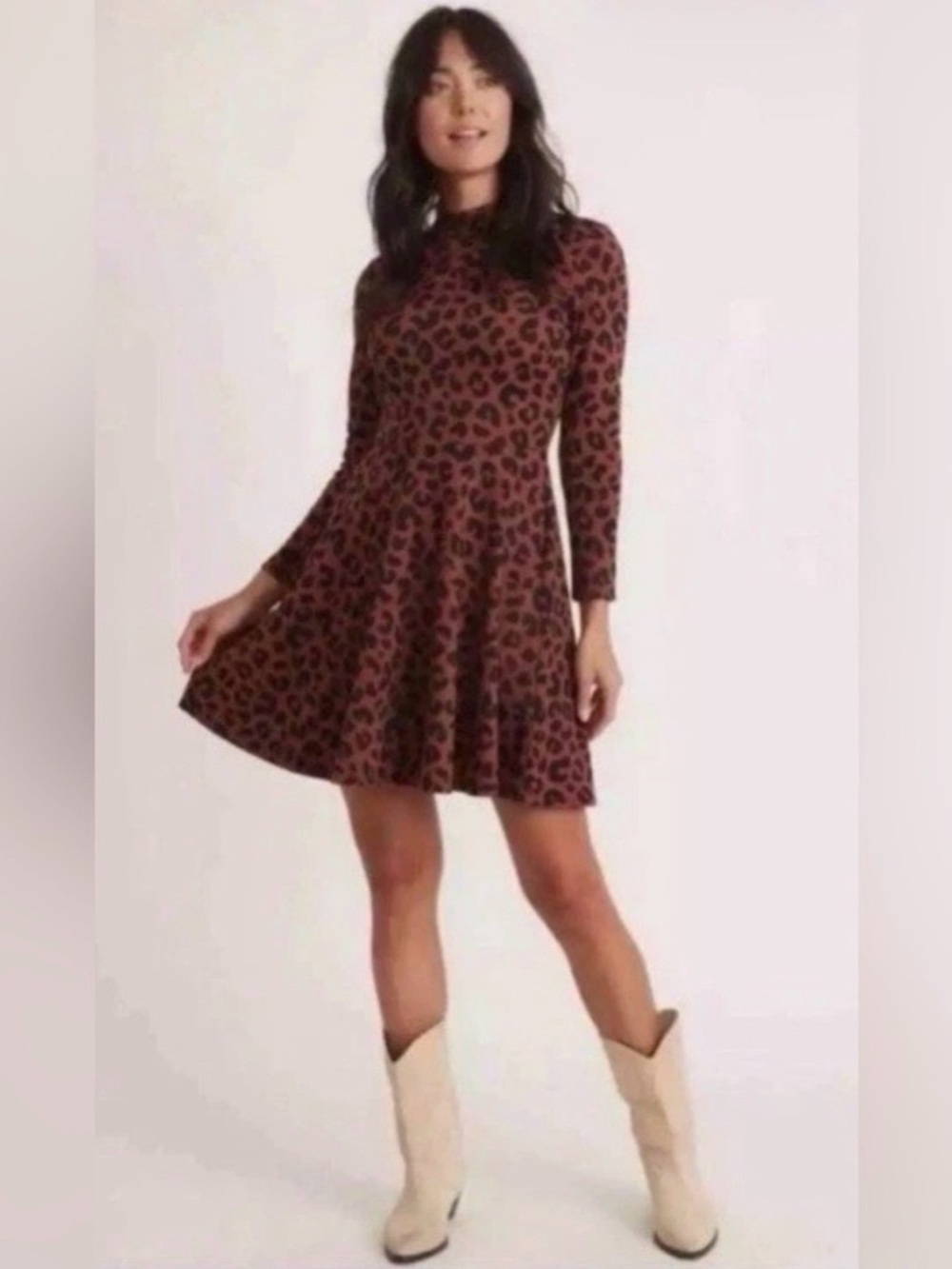 Marine Layer Rust Brown Leopard Print Top - Picture 4 of 4